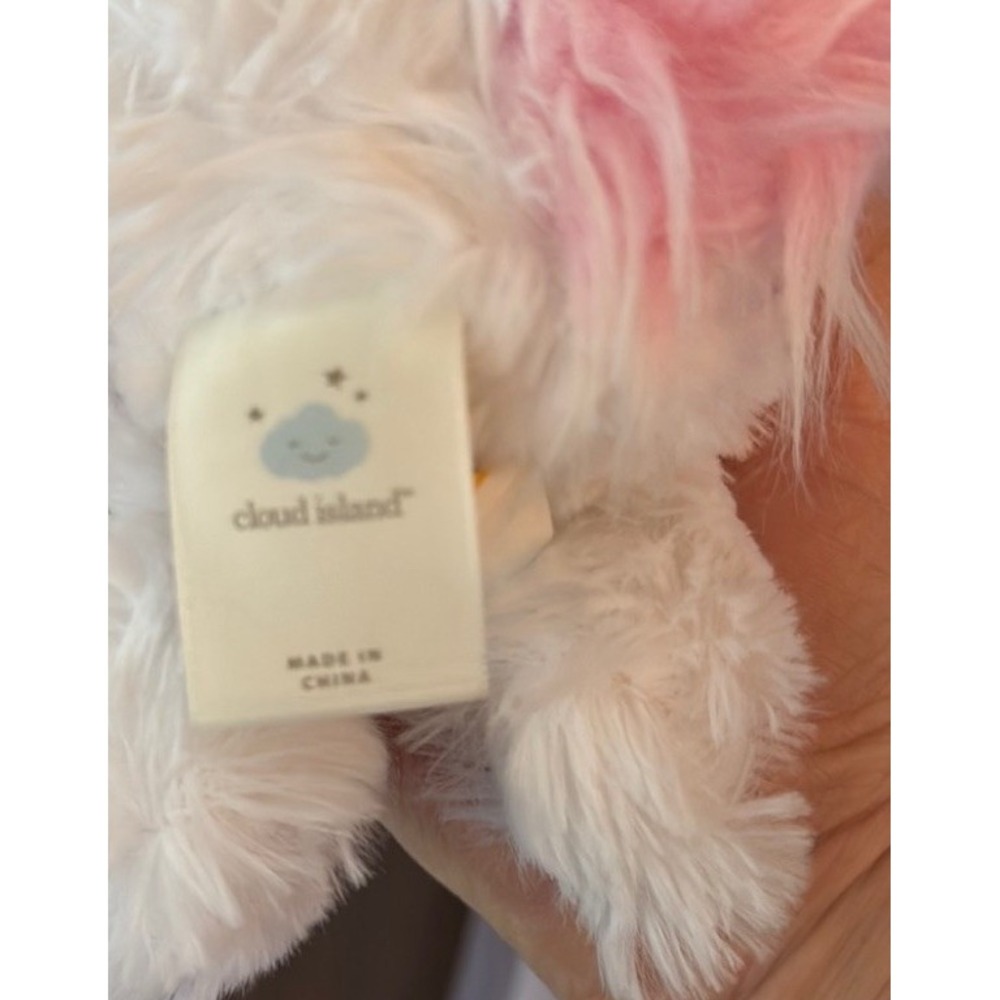 Cloud Island Plush White Unicorn rattle Animal baby Toy - Picture 2 of 2